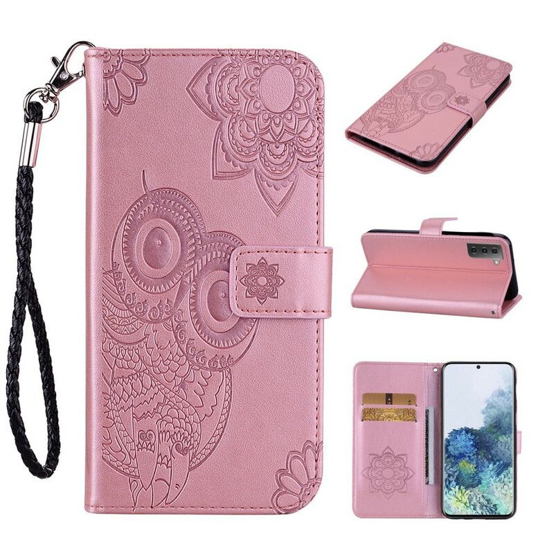 Fodral Samsung Galaxy S21 Fe Uggla Mandala Och Lanyard