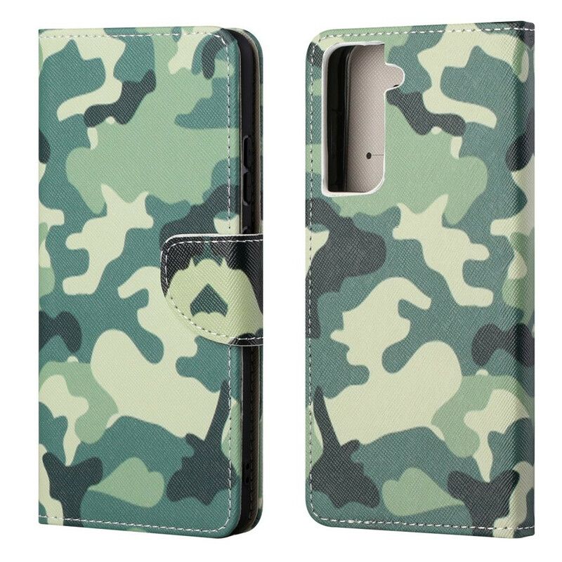 Läderfodral Samsung Galaxy S21 Fe Telefonfodral Militärt Kamouflage