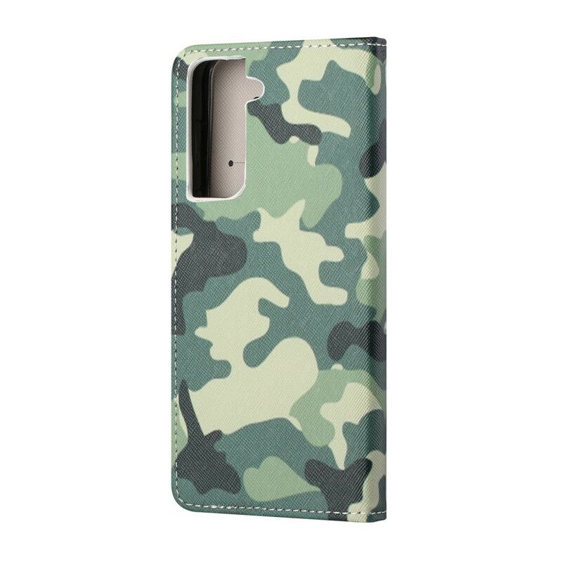 Läderfodral Samsung Galaxy S21 Fe Telefonfodral Militärt Kamouflage