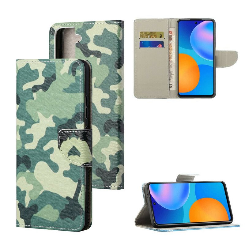 Läderfodral Samsung Galaxy S21 Fe Telefonfodral Militärt Kamouflage