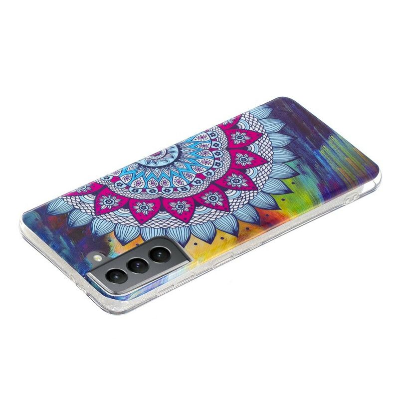 Skal För Samsung Galaxy S21 Fe Fluorescerande Färgad Mandala