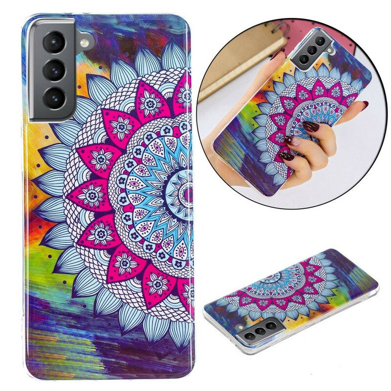 Skal För Samsung Galaxy S21 Fe Fluorescerande Färgad Mandala