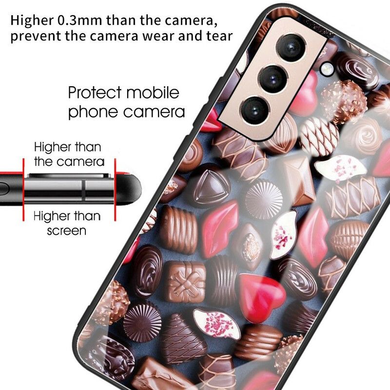 Skal Samsung Galaxy S21 Fe Telefonfodral Chokladhärdat Glas