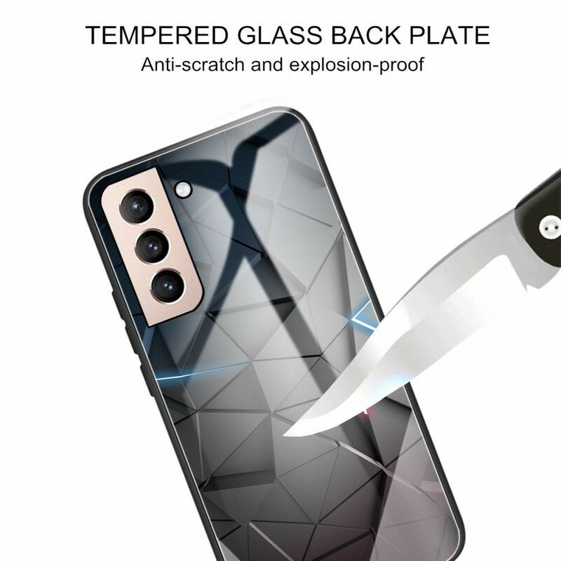 Skal Samsung Galaxy S21 Fe Telefonfodral Geometri Av Härdat Glas