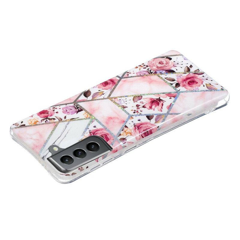 Skal Samsung Galaxy S21 Fe Telefonfodral Marmorerade Blommor