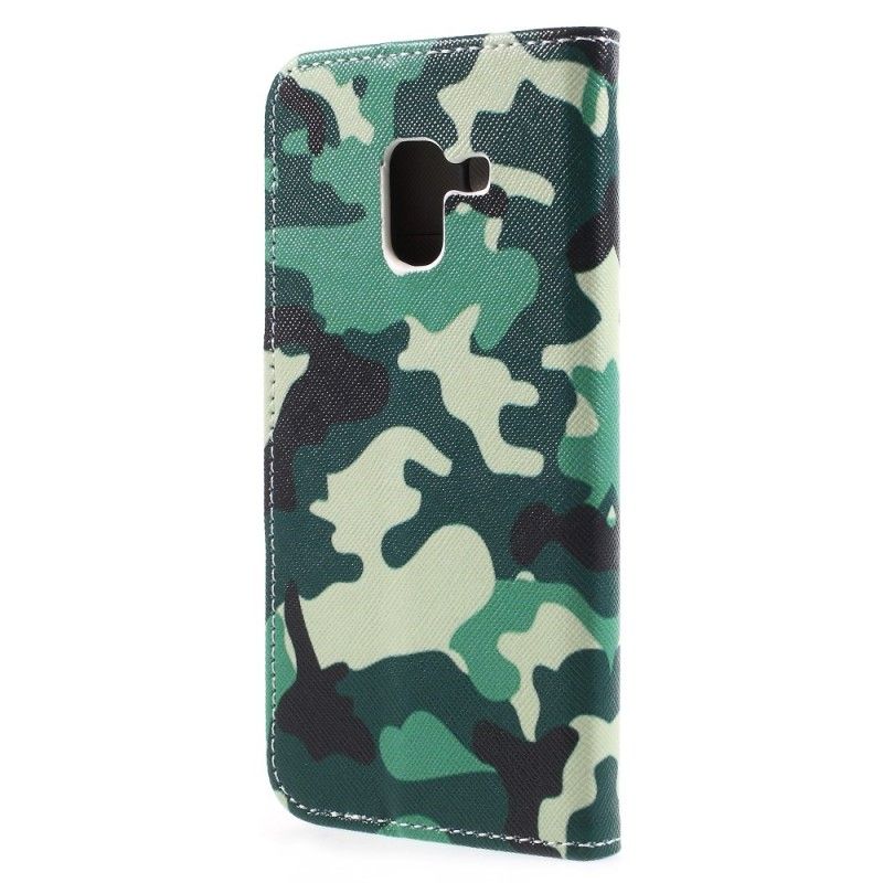 Läderfodral Samsung Galaxy A8 Mobilskal Militär Kamouflage