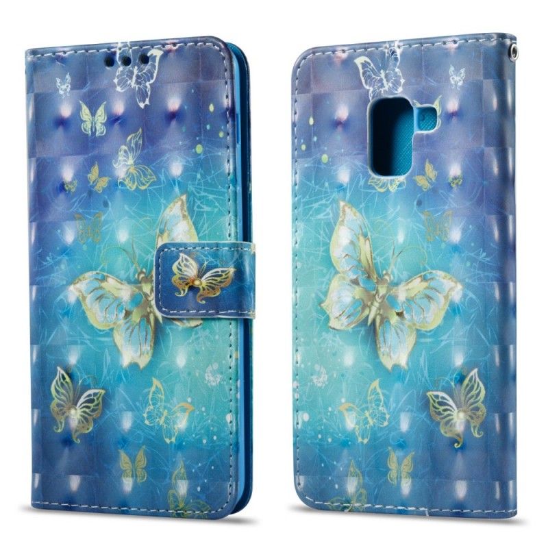 Skyddsfodral Samsung Galaxy A8 3D Gyllene Fjärilar