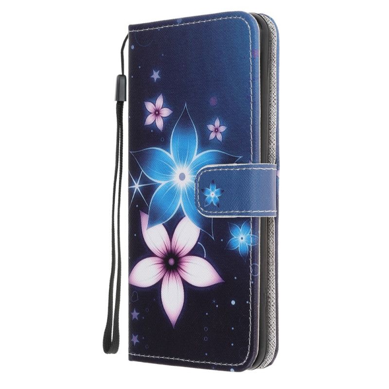 Läderfodral Samsung Galaxy A51 5G Mobilskal Månblommor Med Rem