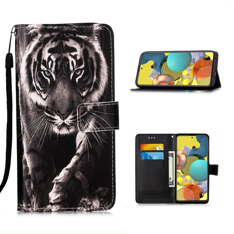 Läderfodral Samsung Galaxy A51 5G Mobilskal Natt Tiger