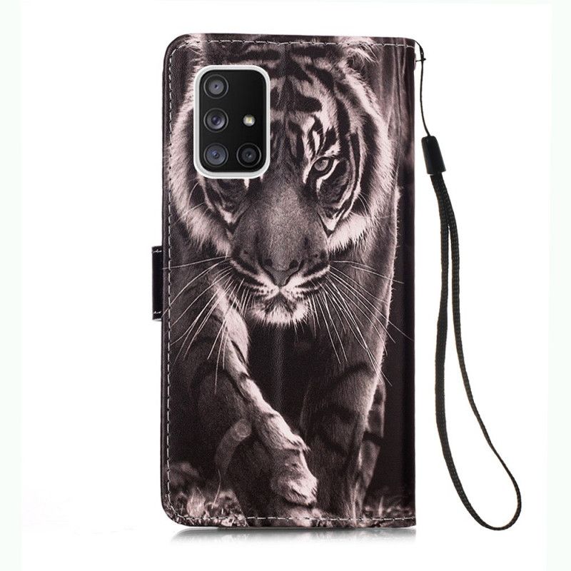 Läderfodral Samsung Galaxy A51 5G Mobilskal Natt Tiger