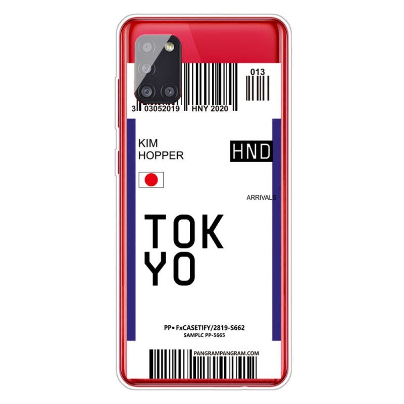 Skal för Samsung Galaxy A51 5G Mörkblå Boarding Pass Tokyo