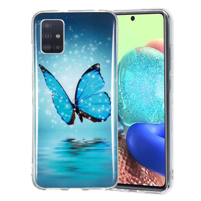 Skal Samsung Galaxy A51 5G Fluorescerande Blå Fjäril