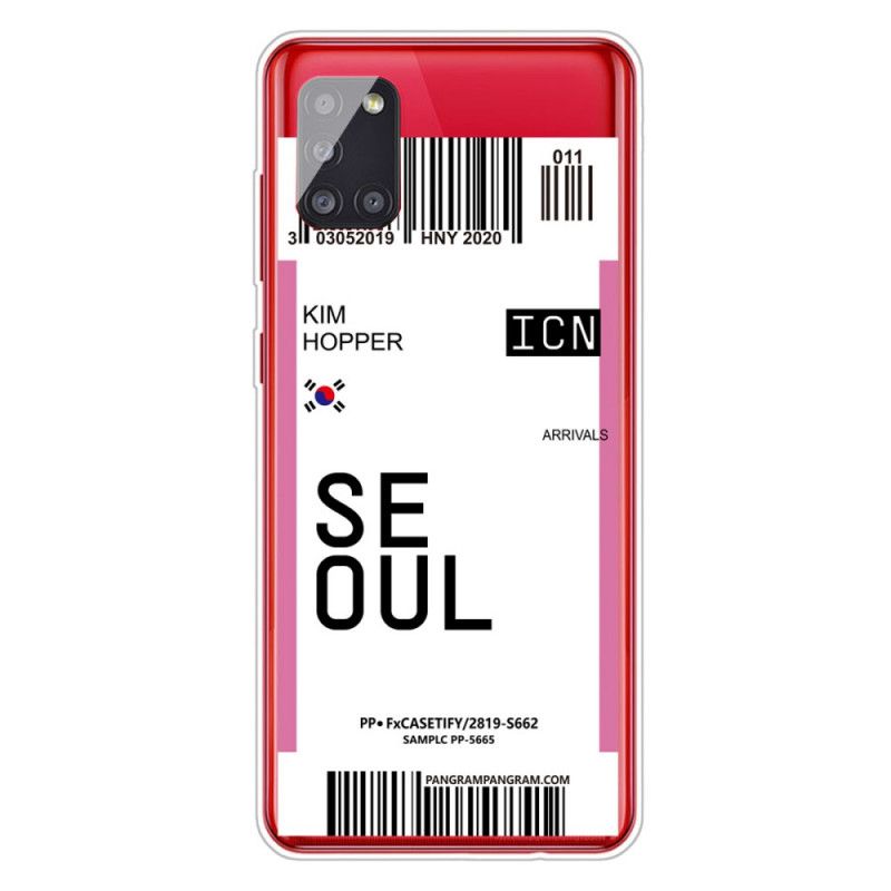 Skal Samsung Galaxy A51 5G Magenta Mobilskal Boardingkort Till Seoul