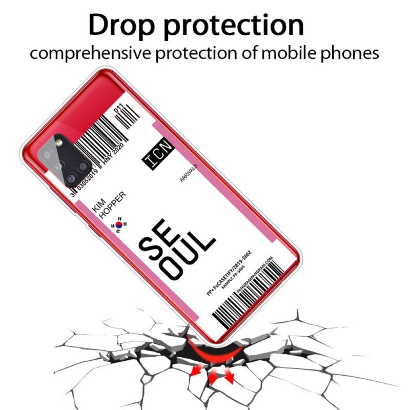 Skal Samsung Galaxy A51 5G Magenta Mobilskal Boardingkort Till Seoul