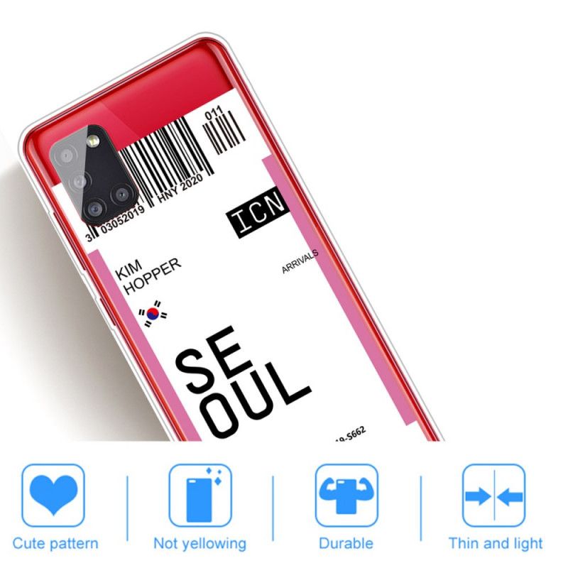 Skal Samsung Galaxy A51 5G Magenta Mobilskal Boardingkort Till Seoul