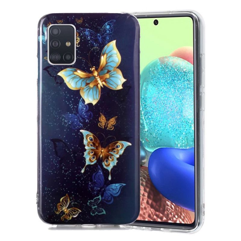 Skal Samsung Galaxy A51 5G Mörkblå Fluorescerande Fjärilserie
