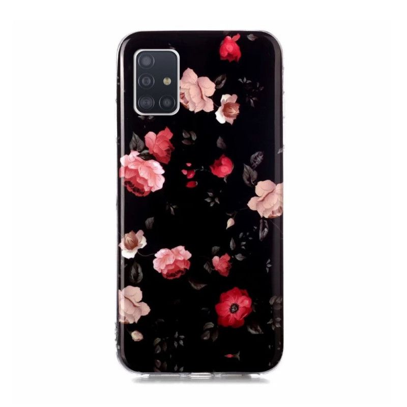 Skal Samsung Galaxy A51 5G Röd Fluorescerande Blommaserie