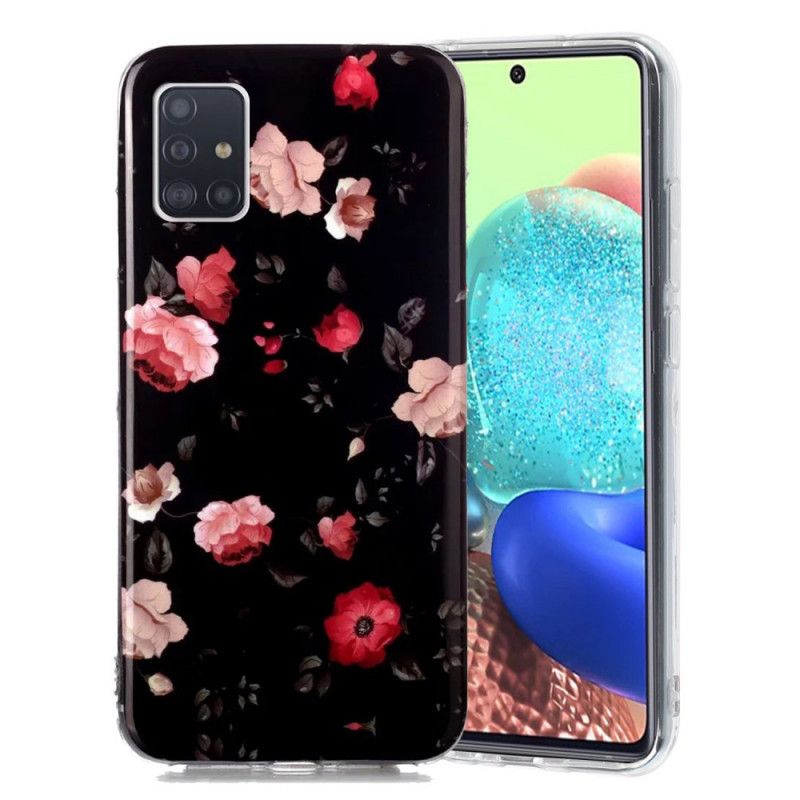 Skal Samsung Galaxy A51 5G Röd Fluorescerande Blommaserie