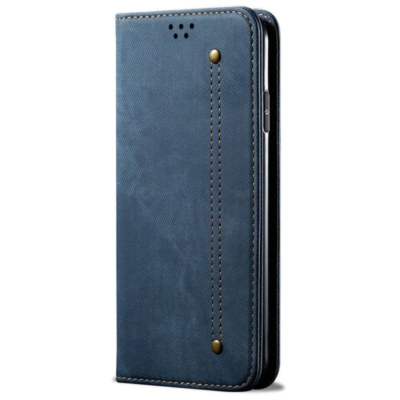 Folio-fodral Oppo Reno 7 Läderfodral Denim Tyg