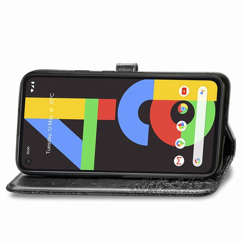 Läderfodral Google Pixel 4a Svart Mobilskal Medelålders Mandala