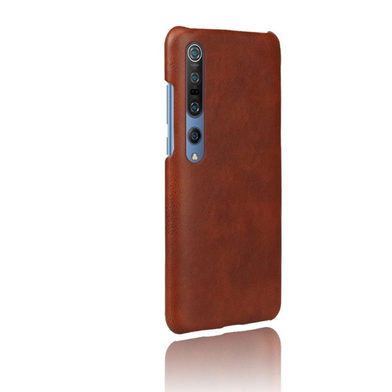 Skal Xiaomi Mi 10 / 10 Pro Orange Litchi Läder Effekt Ksq