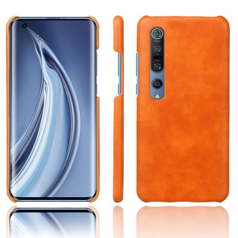 Skal Xiaomi Mi 10 / 10 Pro Orange Litchi Läder Effekt Ksq