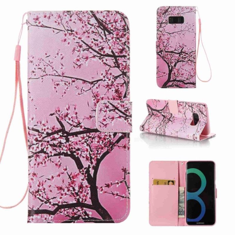 Skyddsfodral Samsung Galaxy S8 Plus Blommande Träd Med Rem