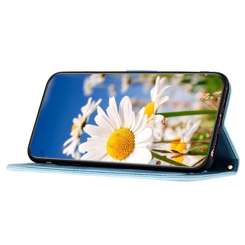 Fodral För Samsung Galaxy S24 5g Konstnärligt Blommönster Med Rem