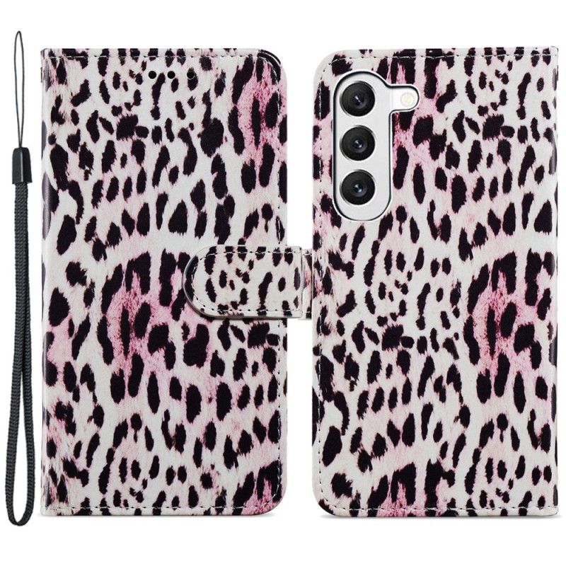 Läderfodral Samsung Galaxy S24 5g Telefonfodral Leopardmönster Med Rem