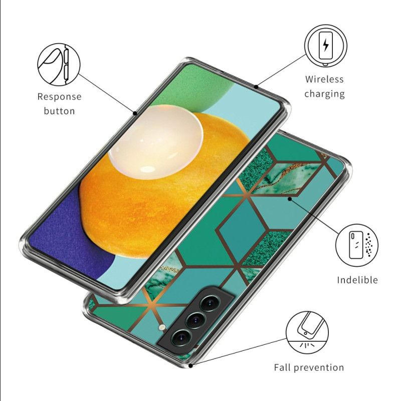 Skal Samsung Galaxy S24 5g Abstrakt Marmormönster Grön Geometri