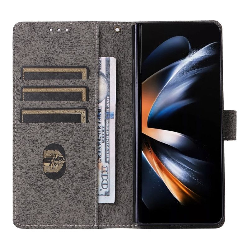 Läderskal Fodral Samsung Galaxy Z Fold 6 Rfid-blockering Och Rem