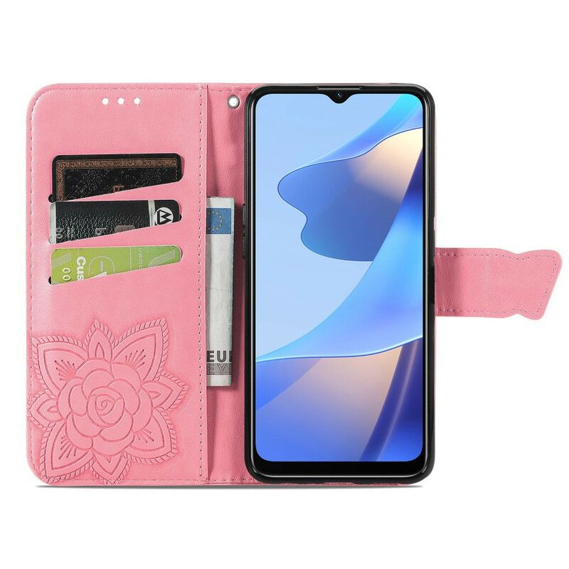 Läderfodral Oppo A16 / A16s Telefonfodral Halvfjärilar