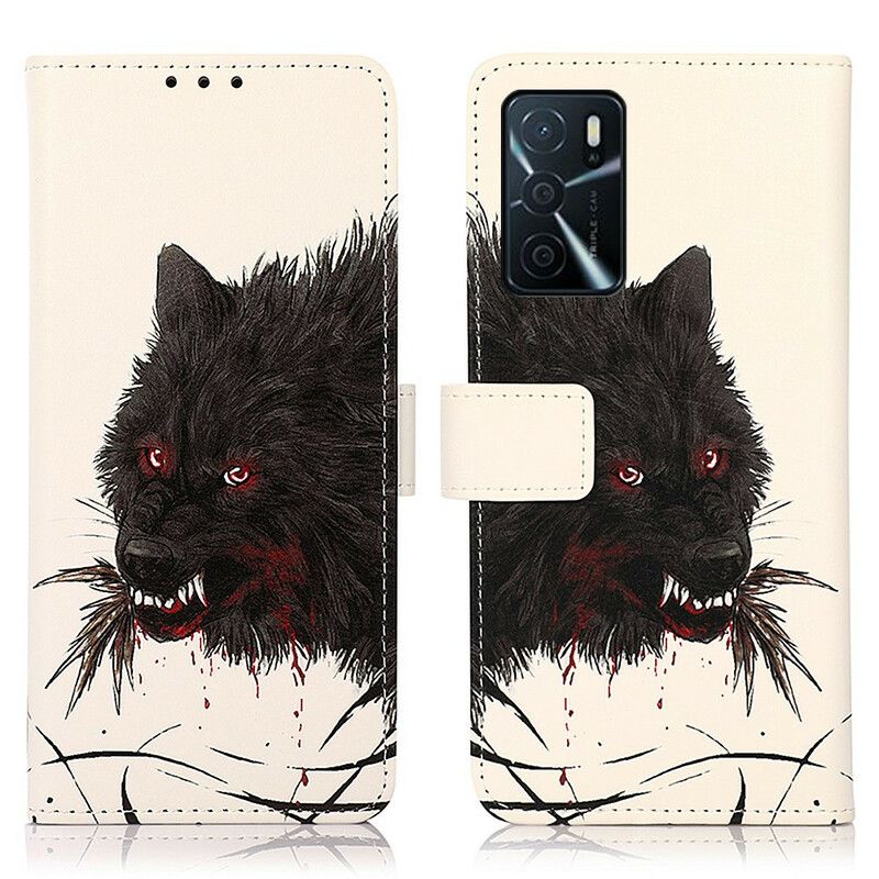 Läderfodral Oppo A16 / A16s Telefonfodral Hungry Wolf