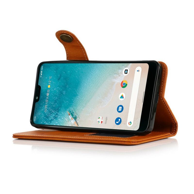 Läderfodral Oppo A16 / A16s Telefonfodral Knapp I Konstläder Khazneh