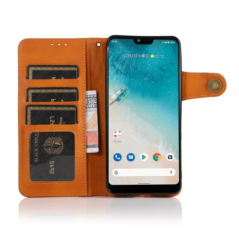 Läderfodral Oppo A16 / A16s Telefonfodral Knapp I Konstläder Khazneh