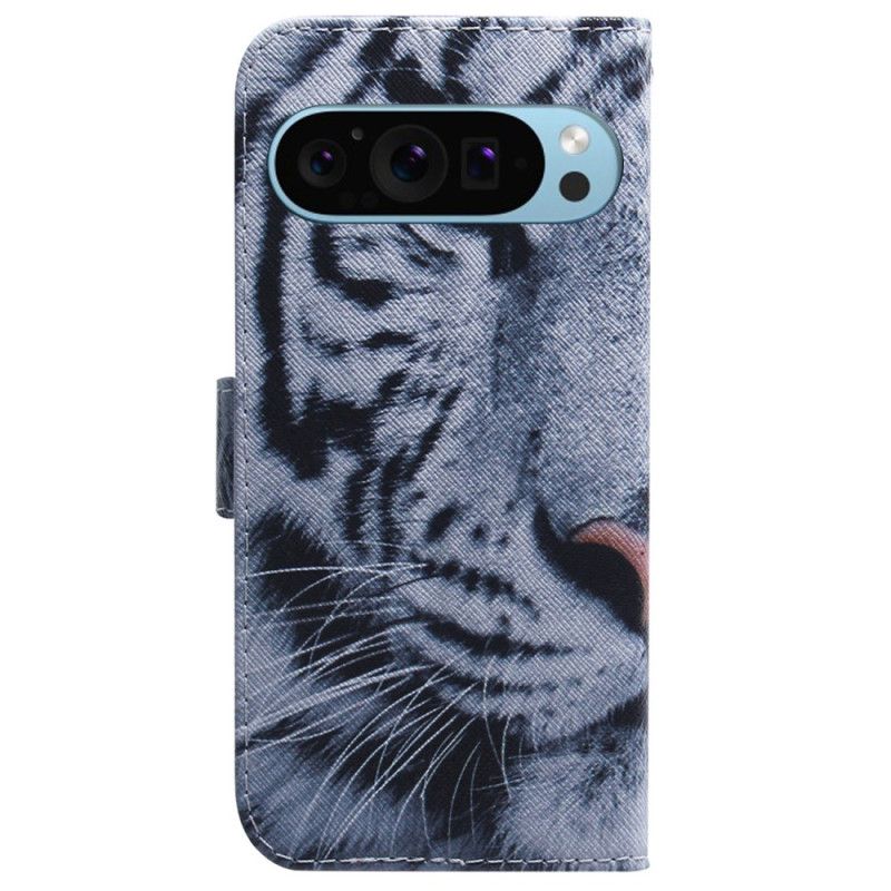 Läderskal Fodral Google Pixel 9 Pro Vit Tiger