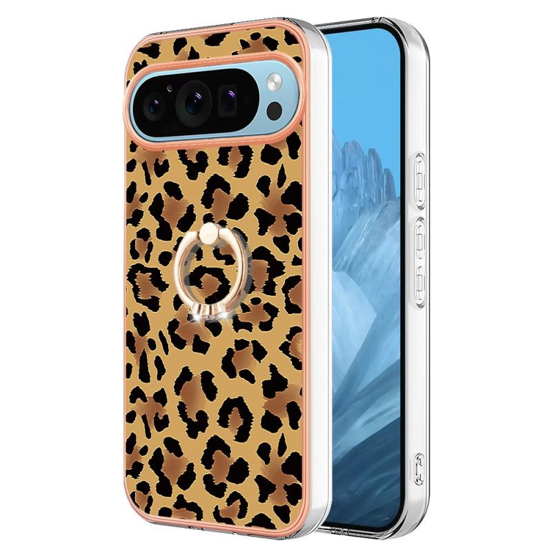 Skal Google Pixel 9 Pro Telefonfodral Ringhållare Med Leopardtryck