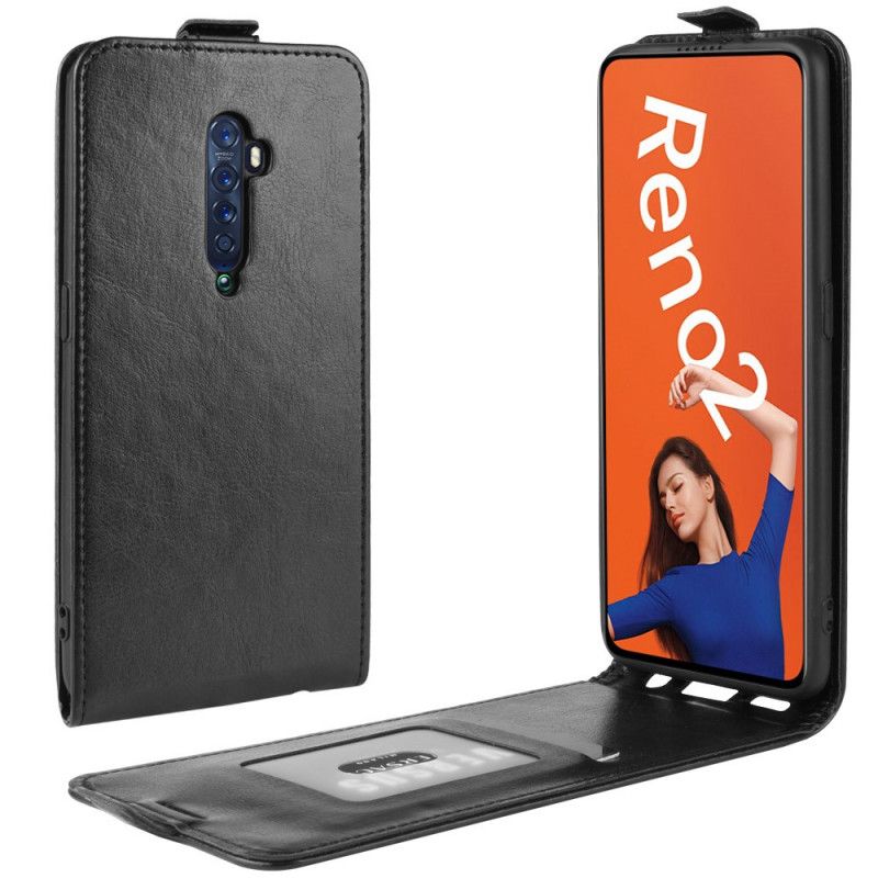 Läderfodral Oppo Reno 2 Svart Mobilskal Vikbar