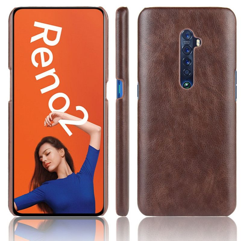 Skal Oppo Reno 2 Svart Lychee-Lädereffekt