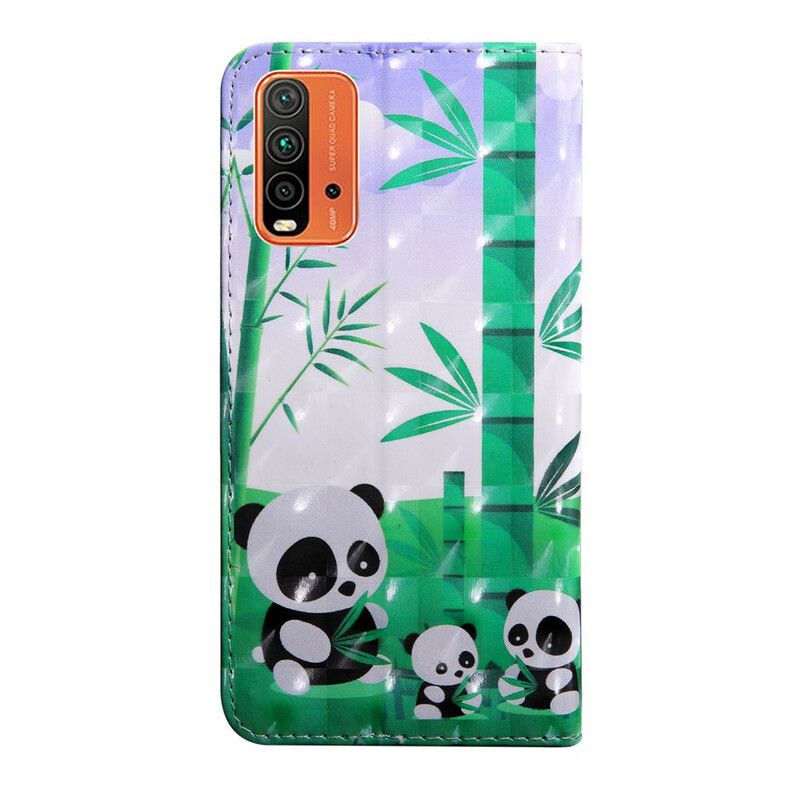 Läderfodral Xiaomi Redmi 9t Telefonfodral Light Spot Pandas