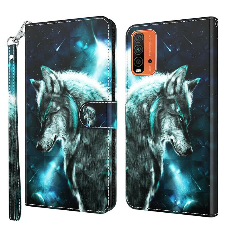 Läderfodral Xiaomi Redmi 9t Telefonfodral Majestic Wolf