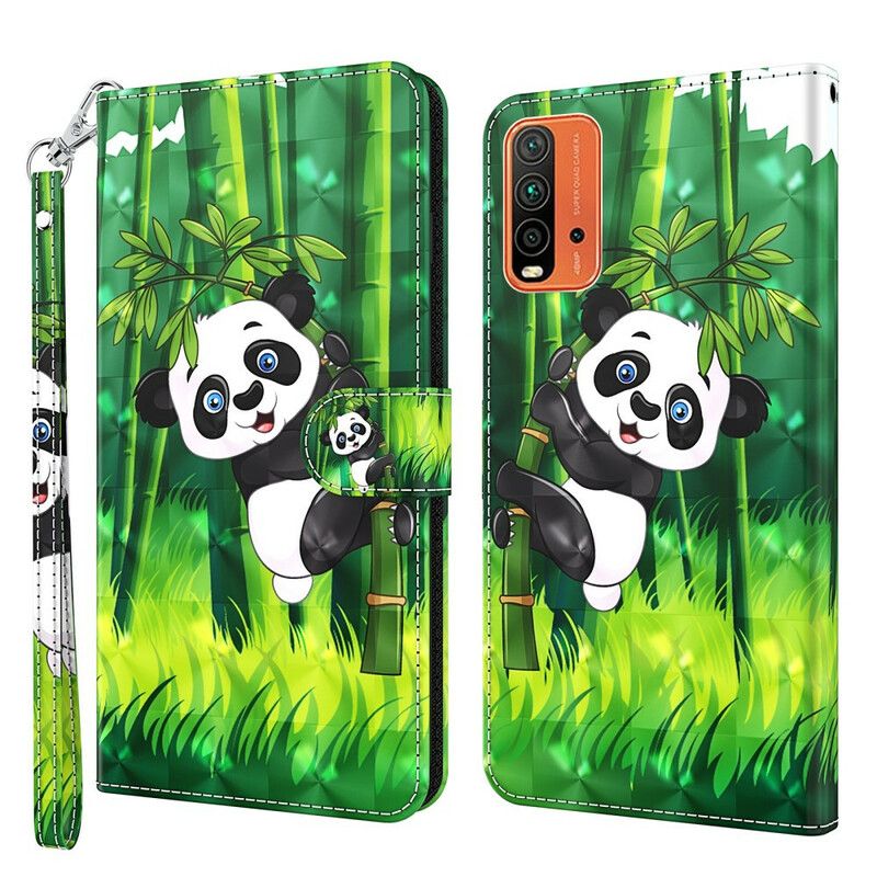 Läderskal Fodral Xiaomi Redmi 9t Panda Och Bambu