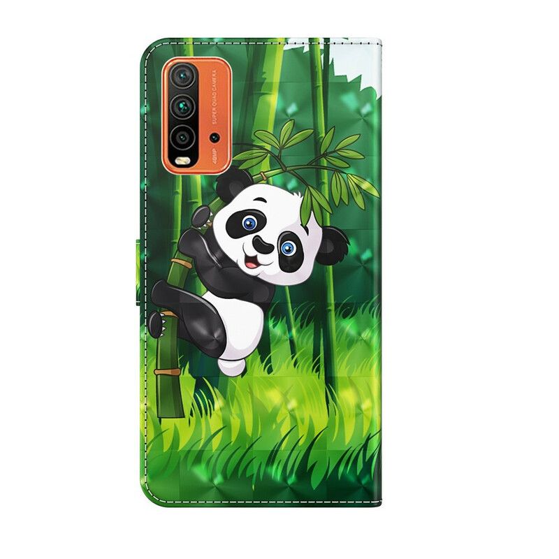 Läderskal Fodral Xiaomi Redmi 9t Panda Och Bambu