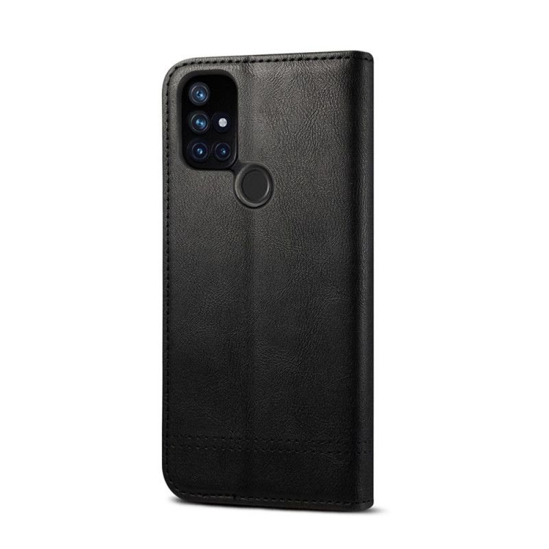 Folio-fodral OnePlus Nord N10 Svart Sydd Lädereffekt