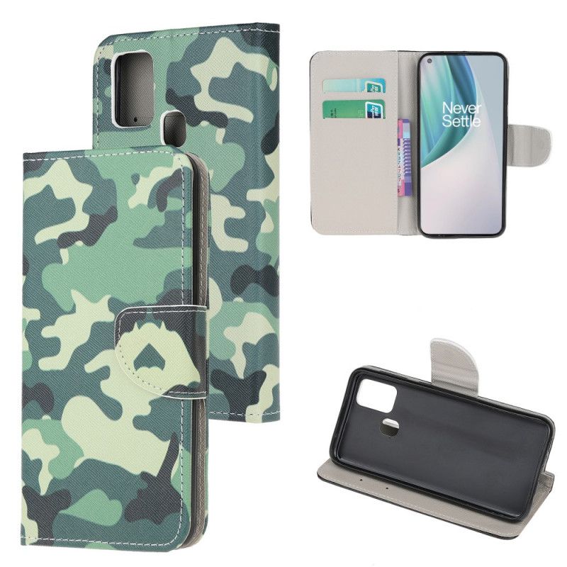 Läderfodral OnePlus Nord N10 Mobilskal Militär Kamouflage