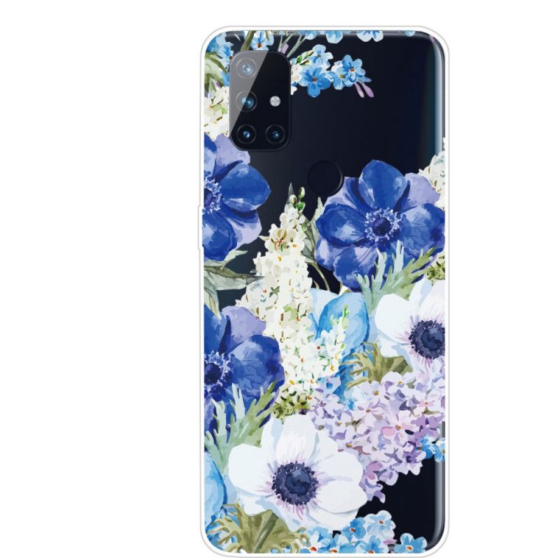Skal för OnePlus Nord N10 Genomskinliga Akvarellblå Blommor