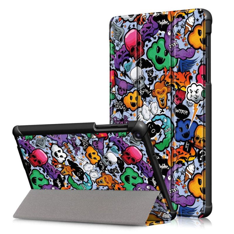 Smart Fodral Samsung Galaxy Tab A 8" (2019) Röd Förstärkt Graffiti