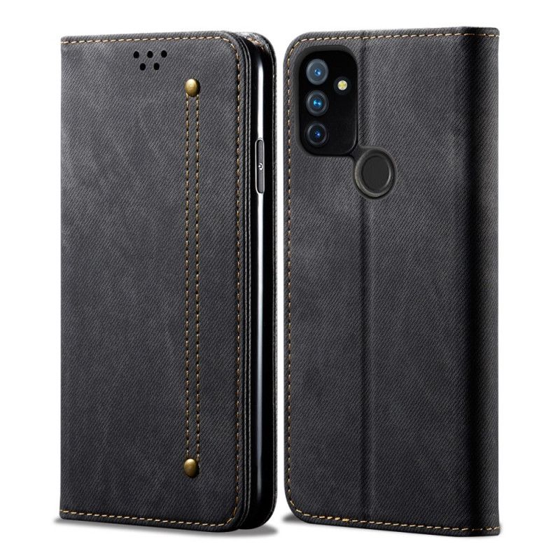 Folio-fodral OnePlus Nord N100 Svart Konstläder Av Jeans I Konstläder