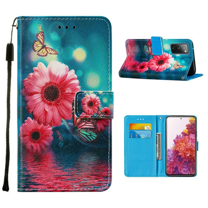 Läderfodral Samsung Galaxy S20 FE Mobilskal Blommor Och Fjärilar