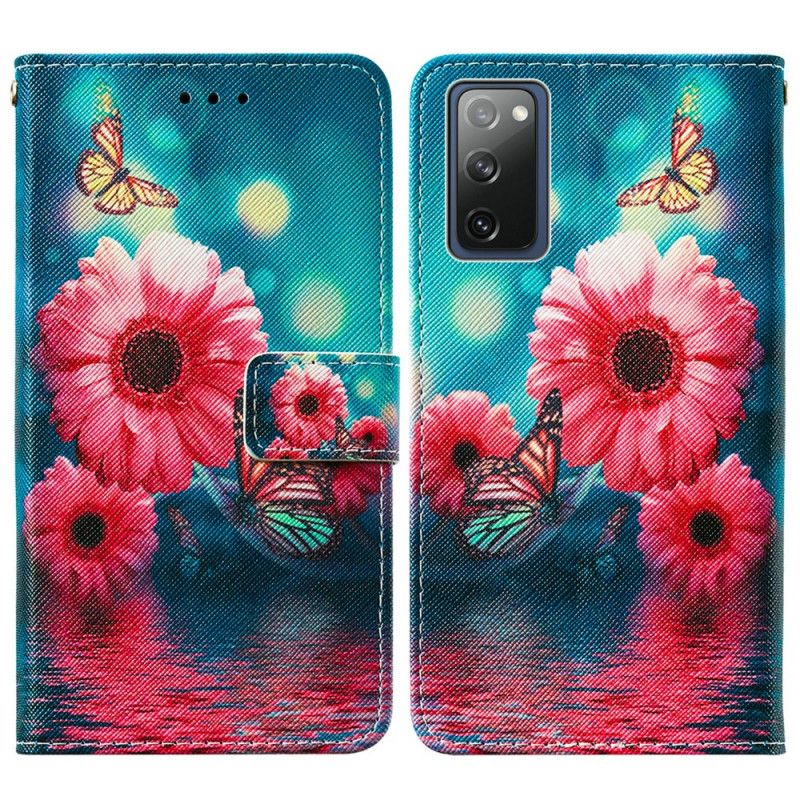 Läderfodral Samsung Galaxy S20 FE Mobilskal Blommor Och Fjärilar